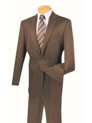 VINCI Mens 2 Button Single Breasted Classic Fit Gabardine Suit 2AA