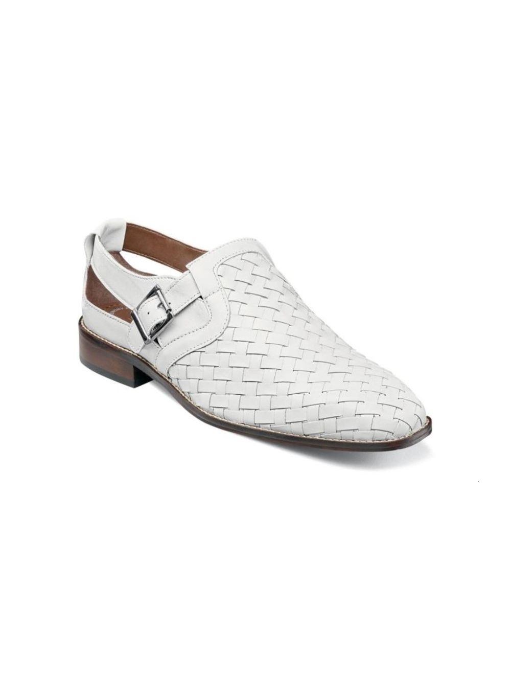 white stacy adams sandals
