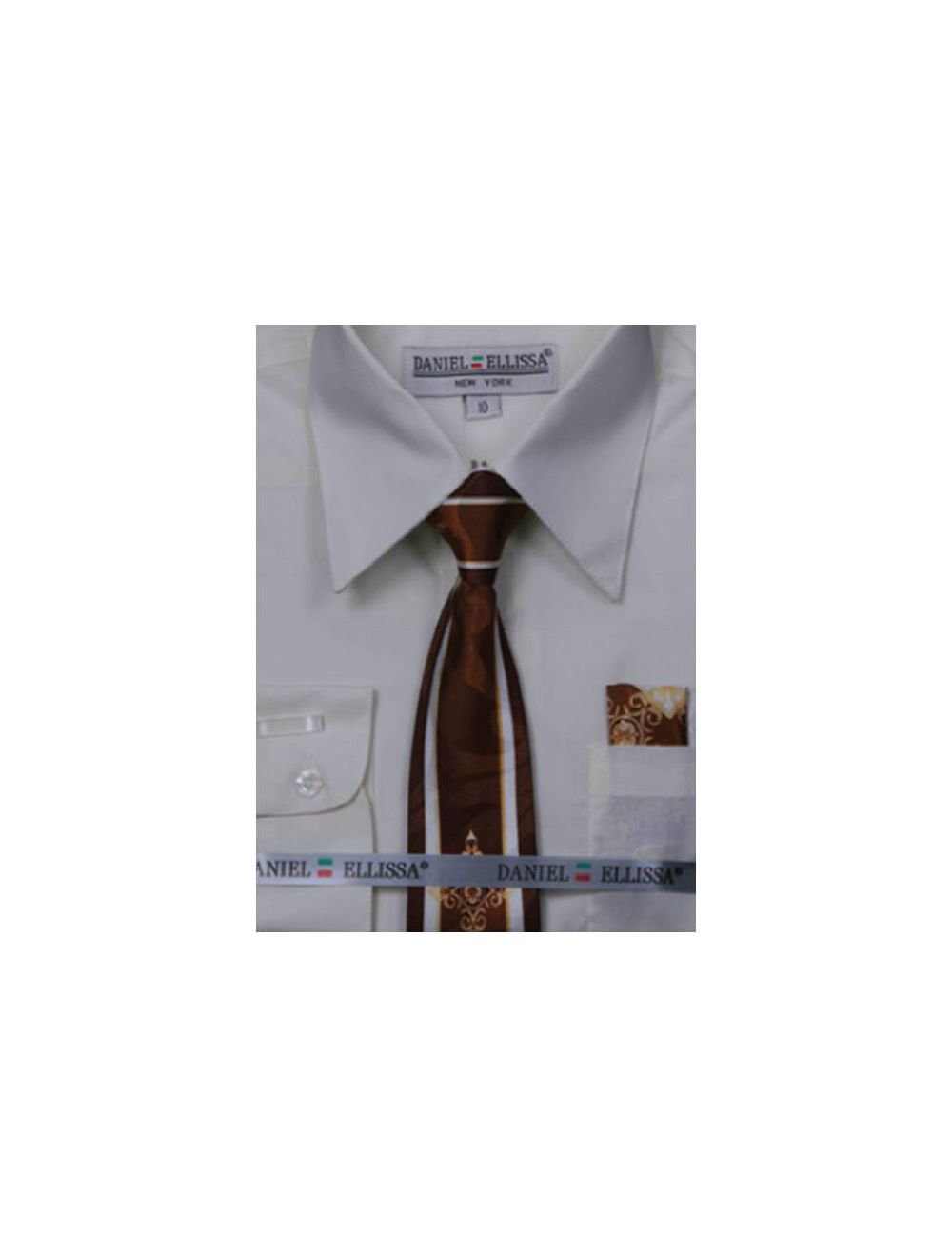 New Daniel Ellissa Boys White Dress Shirt with Tie and Hanky sz 4-20 
