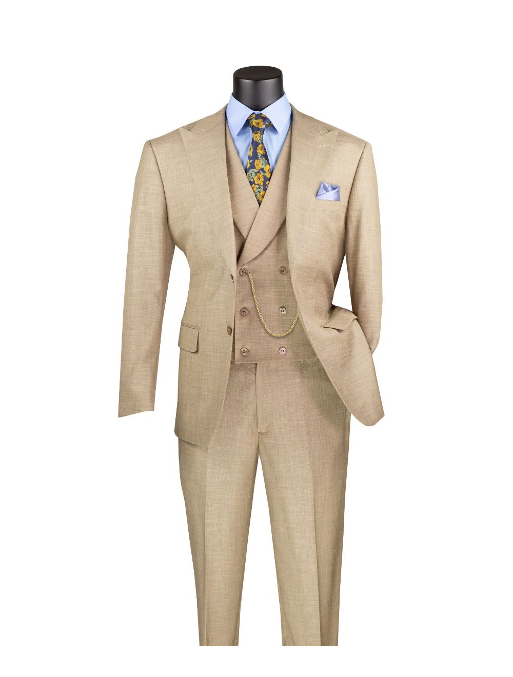 Vinci Three Piece Modern Fit Textured Single Breasted Suit