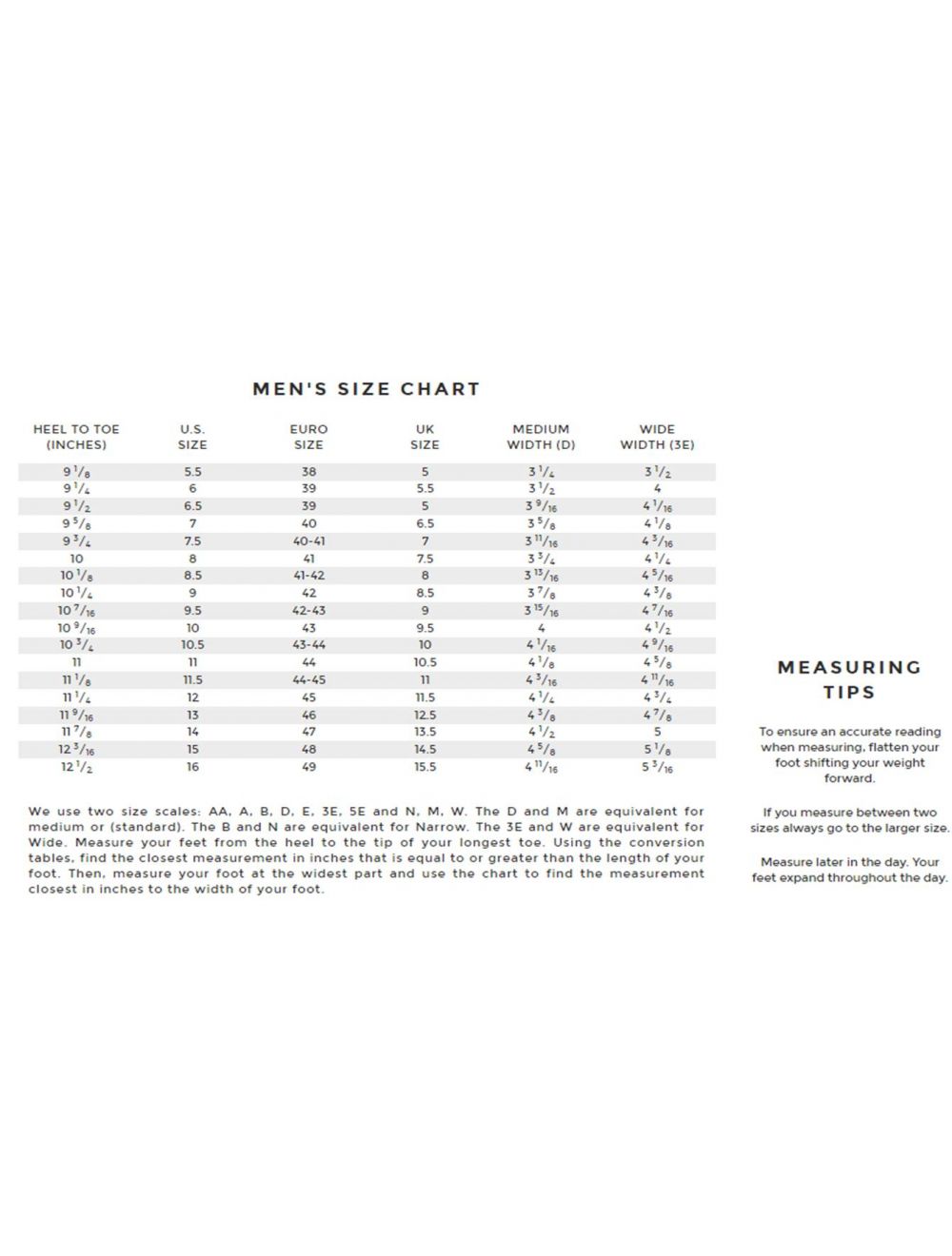 Stacy adams top suit size chart