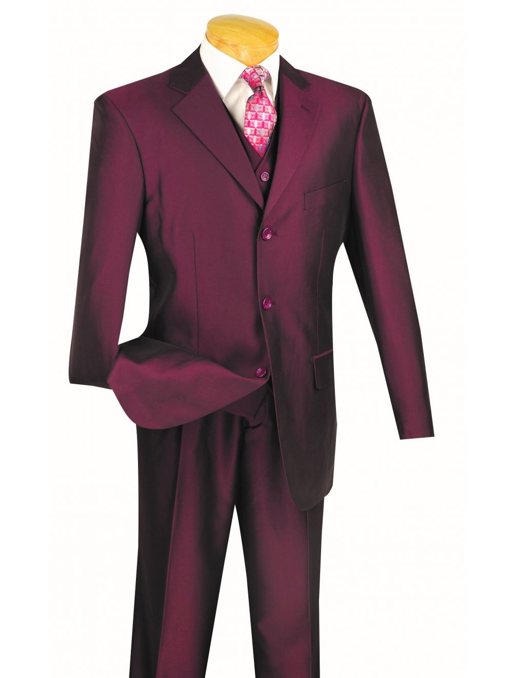 skræmmende kontakt kage Vinci Classic Three-Piece Three-Button Shark Skin Suit (V3RR-4)