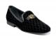 Stacy Adams Valet Quilted Velour Plain Toe Smoking Slipper in Black (25166-001) 