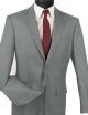 Vinci Two-Piece Slim Fit Single-Breasted Window Pane Wool Suit in Gray (2WWP-1G)
