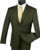 Vinci Two-Piece Slim Fit Single-Breasted Window Pane Wool Suit in Olive (2WWP-1O)