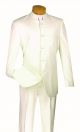 Vinci Two Piece Single Breasted Banded Collar Suit in Ivory (5HTI)