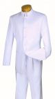 Vinci Two Piece Single Breasted Banded Collar Suit in White (5HTW)