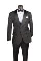Vinci Regular Fit Single Breasted Floral Jacquard Sport Coat in Black (BF-8B)