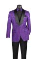 Vinci Regular Fit Single Breasted Floral Jacquard Sport Coat in Purple (BF-8P)