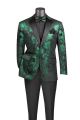 Vinci Emboss Fabric Velvet Single Breasted Sport Coat in Emerald (BM-02E)