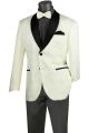 Vinci Modern Fit Jacquard Fabric Single Breasted Sport Coat in White (BM-1W)