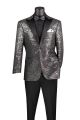 Vinci Modern Fit Jacquard Single Breasted Sport Coat in Silver (BM-4S)