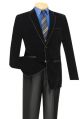 Vinci Slim Fit Velvet Two-Button Sport Coat in Black (BS-02B)