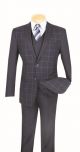 Vinci Slim Fit Window Pane Single-Breasted Sport Coat in Navy (BS-09N)