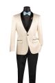 Vinci Slim Fit Stretch Sateem Single Breasted Sport Coat in Champagne Beige (BST-1C)