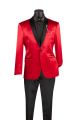 Vinci Slim Fit Stretch Sateem Single Breasted Sport Coat in Red (BST-1R)