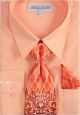 Daniel Ellissa Men's Dress Shirt with Printed Tie and Hankie Set in Peach (D1P2-21)