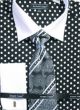 Avanti Uomo Men's Polka Dot Tone on Tone Dress Shirt Set in Black/White (DN92M-3)