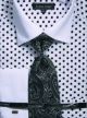 Avanti Uomo Men's Polka Dot Tone on Tone Dress Shirt Set in White/Black (DN92M-7)
