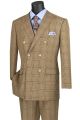 Vinci Executive Two-Piece Double-Breasted Glen Plaid Suit In Mocha (DRW-2M)
