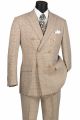 Vinci Executive Two-Piece Double-Breasted Glen Plaid Suit In Beige (DRW-2B)