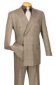 Vinci Executive Two-Piece Double-Breasted Glen Plaid Suit In Tan (DRW-1T)