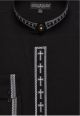 Daniel Ellissa Cross Embroidered  Banded Collar Dress Shirt in Black/White (DS2005C-2)