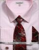 Daniel Ellissa Men's Grain Patterned Dress Shirt Set in Red (DS3792P2-2)