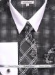 Daniel Ellissa Men's Silk Printed Tone on Tone Dress Shirt Set in Black (DS3796P2-1)