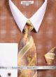 Daniel Ellissa Men's Silk Printed Tone on Tone Dress Shirt Set in Brown (DS3796P2-2)