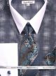 Daniel Ellissa Men's Silk Printed Tone on Tone Dress Shirt Set in Navy (DS3796P2-5)