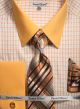 Daniel Ellissa Men's Checker Pattern Tone on Tone Dress Shirt Set in Gold (DS3805P2-1)