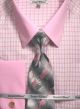 Daniel Ellissa Men's Checker Pattern Tone on Tone Dress Shirt Set in Pink (DS3805P2-2)