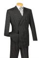 Vinci Executive Two-Piece Double-Breasted Banker Stripe Suit In Black (DSS-4B)