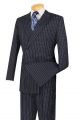 Vinci Executive Two-Piece Double-Breasted Banker Stripe Suit In Navy (DSS-4N)