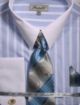 Fratello Men's Stripe Pattern Two Tone Dress Shirt Set in Blue (FRV4141P2-2)