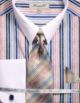 Fratello Men's Stripe Pattern Two Tone Dress Shirt Set in Blue (FRV4143P2-1)