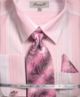 Fratello Men's Multi Stripe Pattern Two Tone Dress Shirt Set in Pink (FRV4147P2-3)
