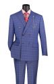 Vinci Two-Piece Double-Breasted Glen Plaid Suit In Blue (MDW-2B)