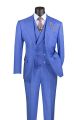 Vinci Three-Piece Modern-Fit Textured Single-Breasted Suit in French Blue (MV2K-2F)