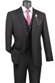 Vinci Three-Piece Modern-Fit Solid Single-Breasted Suit in Black (MV2TR-B)