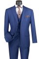 Vinci Three-Piece Modern-Fit Solid Single-Breasted Suit in Blue (MV2TR-N)