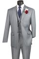Vinci Three-Piece Modern-Fit Solid Single-Breasted Suit in Light Grey (MV2TR-L)