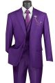 Vinci Three-Piece Modern-Fit Solid Single-Breasted Suit in Purple (MV2TR-P)