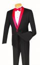 Vinci Two-Piece Shawl Collar Slim Fit Single-Breasted Suit in Black/Red (S1SH-2R)