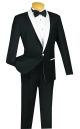 Vinci Two-Piece Shawl Collar Slim Fit Single-Breasted Suit in Black/White (S1SH-2W)
