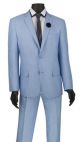 Vinci Two-Piece Textured Weave Slim Fit Single-Breasted Suit in Powder Blue (S2RK-8P)