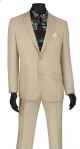 Vinci Two-Piece Textured Weave Slim Fit Single-Breasted Suit in Beige (S2RK-8B)