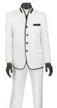 Vinci Two-Piece Slim Fit Single-Breasted Mandarin Suit in White (S4HT-1W)