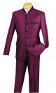 Vinci Two-Piece Slim Fit Single-Breasted Mandarin Suit in Wine (S4HT-1M)